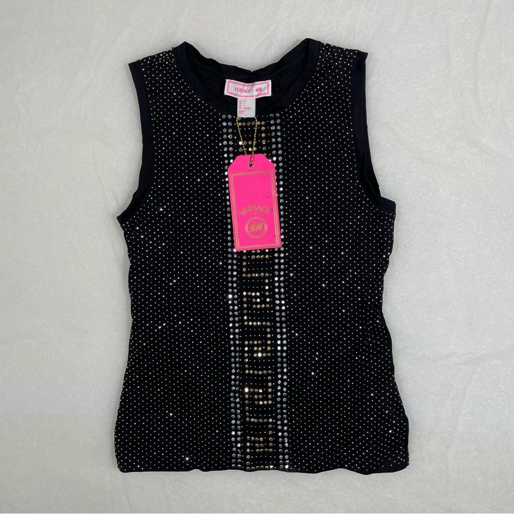 Versace Black Top with Silver Studs